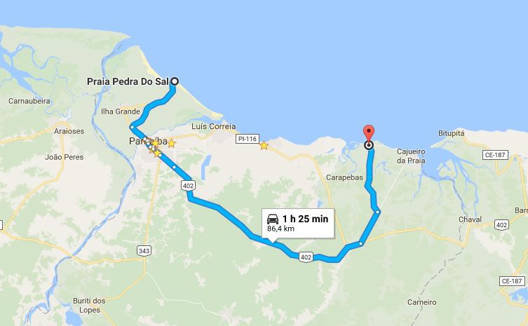 distância de Pedra do Sal a Barra Grande Piauí