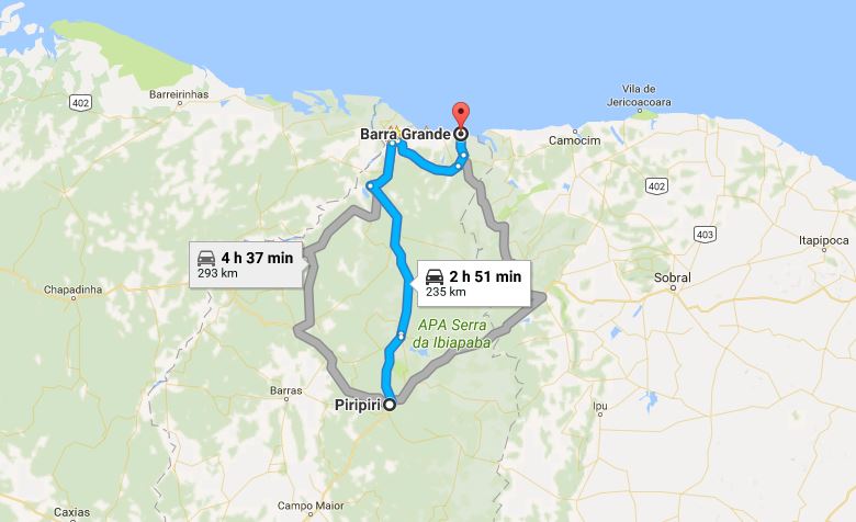 distância de Piripiri a Barra Grande Piauí