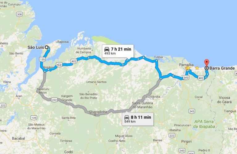 Distância de São Luís a Barra Grande Piauí